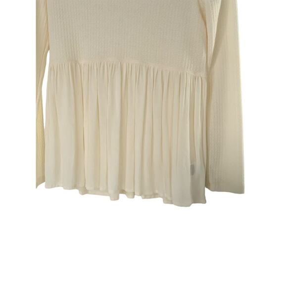 Altar'd State Blouse Women Sz XS Boho Babydoll Long Sleeve Oversized Waffle Knit - Picture 5 of 11